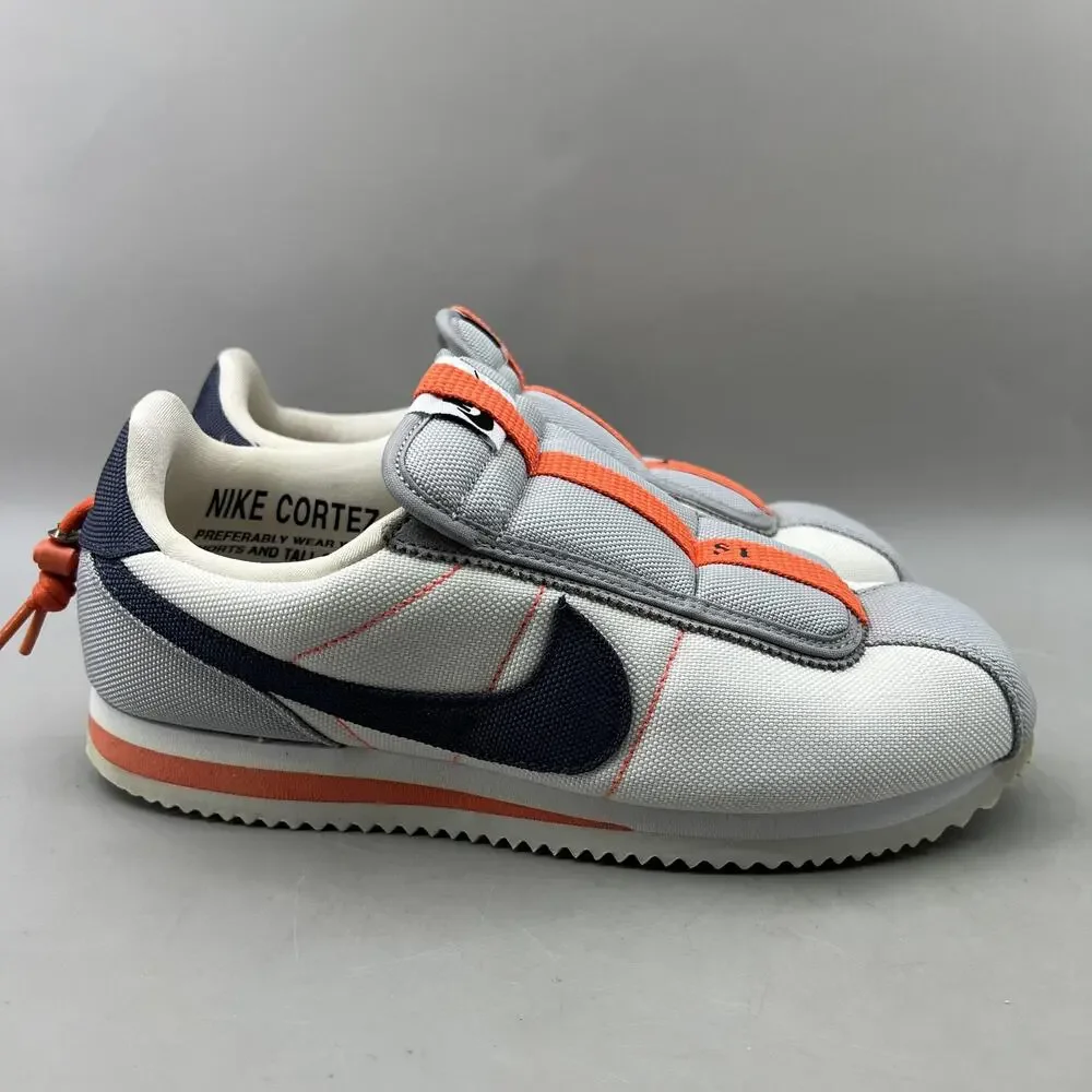 Nike Cortez White Gray Navy with Orange Accents